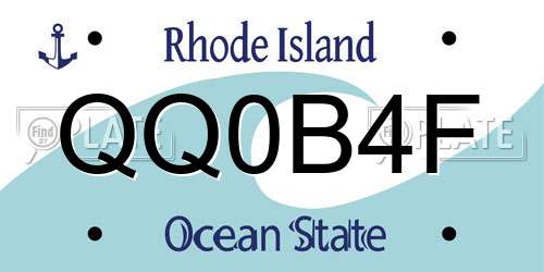 QQ0B4F Rhode Island License Plate