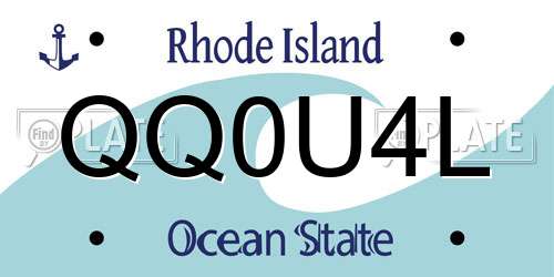 QQ0U4L Rhode Island License Plate