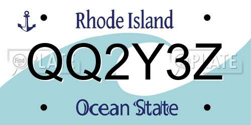 QQ2Y3Z Rhode Island License Plate