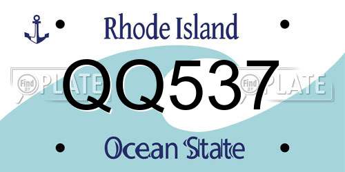 QQ537 Rhode Island License Plate