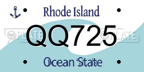 QQ725 Rhode Island License Plate