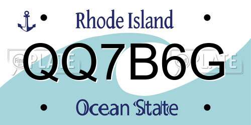 QQ7B6G Rhode Island License Plate