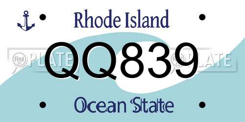 QQ839 Rhode Island License Plate