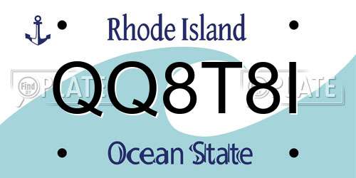 QQ8T8I Rhode Island License Plate