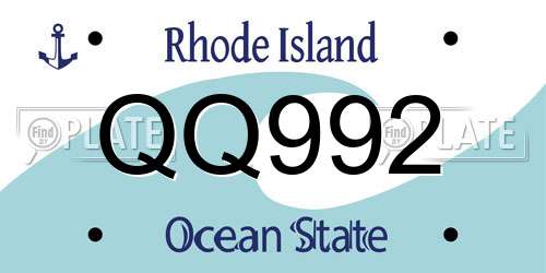 QQ992 Rhode Island License Plate
