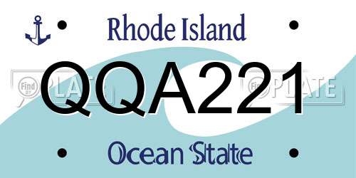 QQA221 Rhode Island License Plate