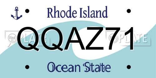 QQAZ71 Rhode Island License Plate