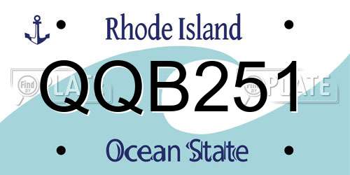 QQB251 Rhode Island License Plate