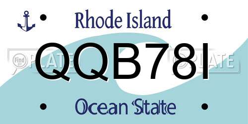 QQB78I Rhode Island License Plate