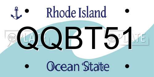 QQBT51 Rhode Island License Plate