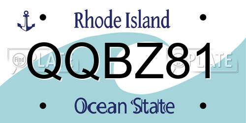 QQBZ81 Rhode Island License Plate