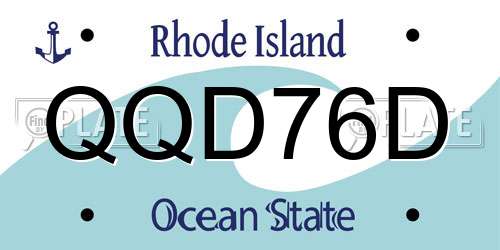 QQD76D Rhode Island License Plate