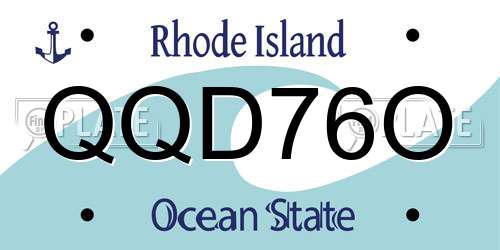 QQD76O Rhode Island License Plate