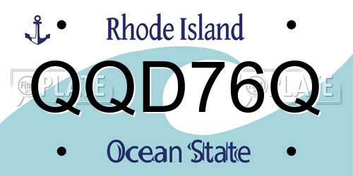 QQD76Q Rhode Island License Plate