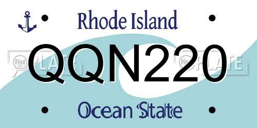 QQN220 Rhode Island License Plate
