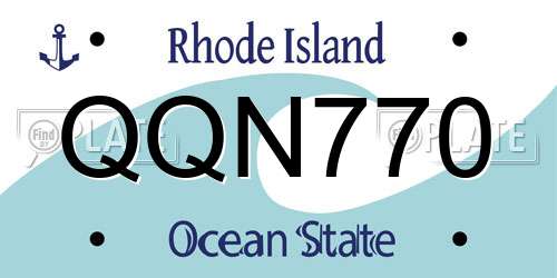QQN770 Rhode Island License Plate