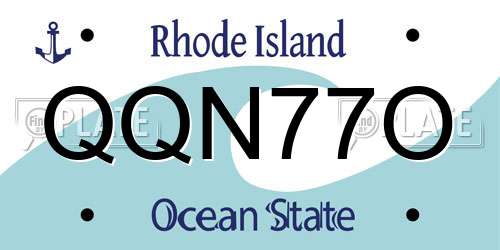 QQN77O Rhode Island License Plate