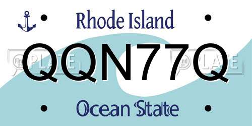 QQN77Q Rhode Island License Plate