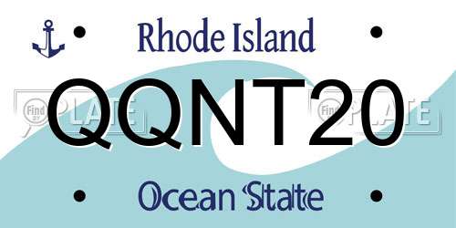 QQNT20 Rhode Island License Plate