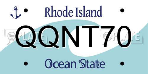 QQNT70 Rhode Island License Plate