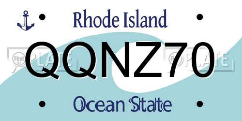 QQNZ70 Rhode Island License Plate