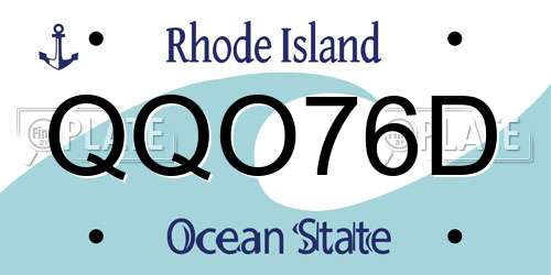 QQO76D Rhode Island License Plate