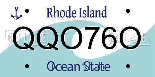 QQO76O Rhode Island License Plate