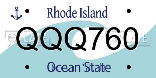 QQQ760 Rhode Island License Plate