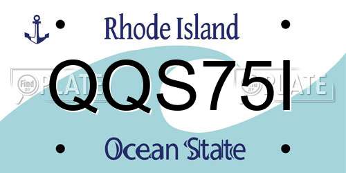 QQS75I Rhode Island License Plate