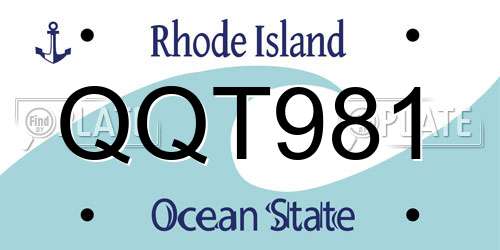 QQT981 Rhode Island License Plate