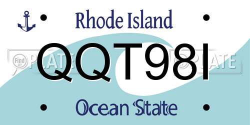 QQT98I Rhode Island License Plate