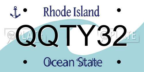QQTY32 Rhode Island License Plate
