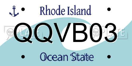 QQVB03 Rhode Island License Plate