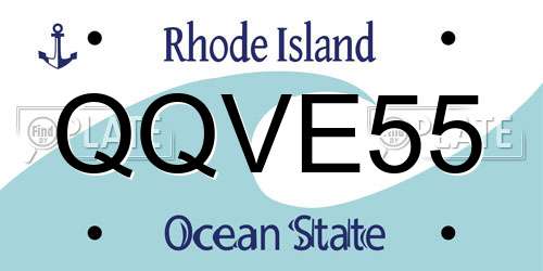QQVE55 Rhode Island License Plate