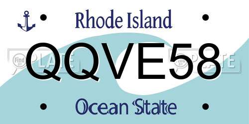 QQVE58 Rhode Island License Plate
