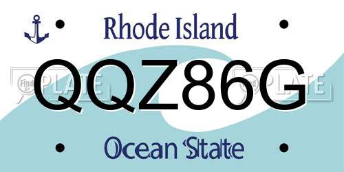 QQZ86G Rhode Island License Plate