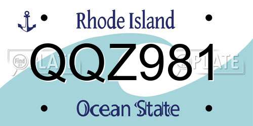 QQZ981 Rhode Island License Plate