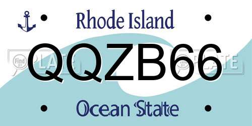 QQZB66 Rhode Island License Plate