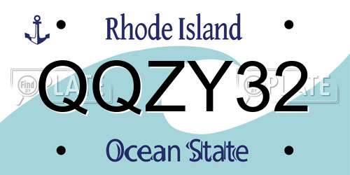 QQZY32 Rhode Island License Plate