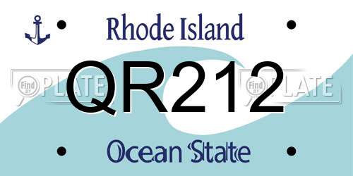 QR212 Rhode Island License Plate