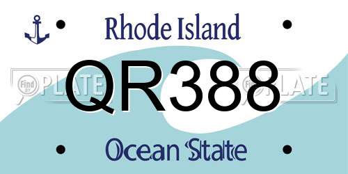 QR388 Rhode Island License Plate
