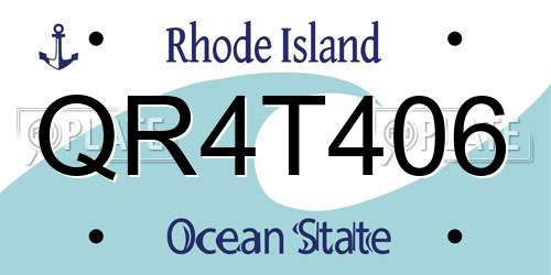QR4T406 Rhode Island License Plate