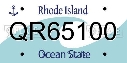 QR65100 Rhode Island License Plate