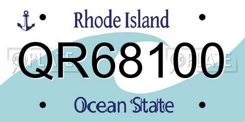 QR68100 Rhode Island License Plate
