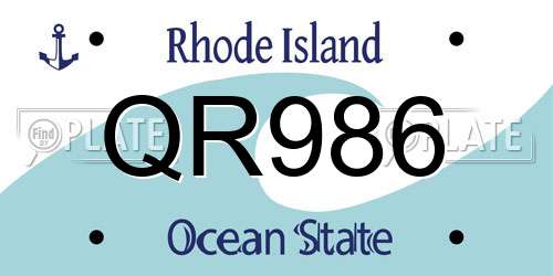 QR986 Rhode Island License Plate