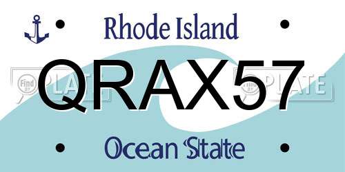 QRAX57 Rhode Island License Plate