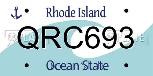 QRC693 Rhode Island License Plate