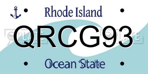 QRCG93 Rhode Island License Plate