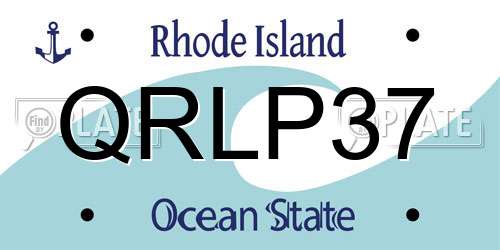 QRLP37 Rhode Island License Plate
