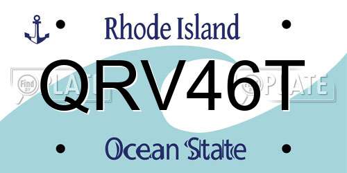 QRV46T Rhode Island License Plate